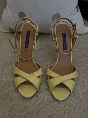 Ralph Lauren Lemon Yellow Crisscross Ankle-Strap Heels-NEW, never worn!